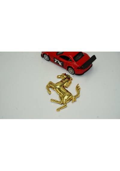 Ferrari Horse At Logo Gold Metal Bagaj Logo Amblem Arma