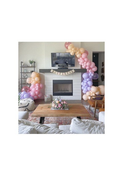 Makaron Pembe Lila Somon Balon Zinciri 100 Adet Mix