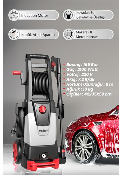 Gaptools Yıkama Makinesi İndüksiyon Motorlu 165 Bar