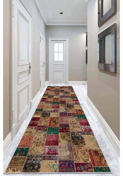 Renkli Kaymaz Patchwork Kesme Rulo Özel Ölçülü Yolluk Ar267n11 Çok Renkli