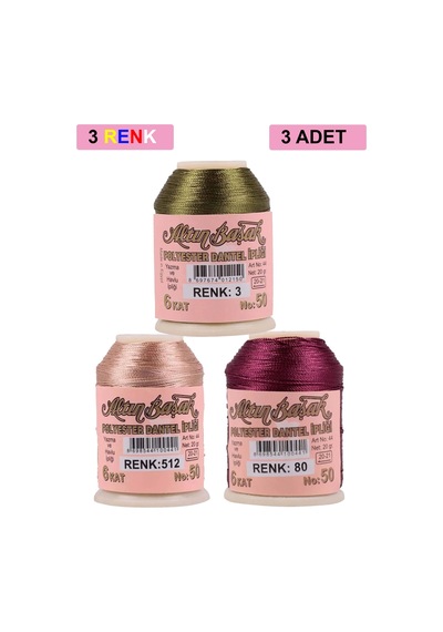 3 Adet Altınbaşak Oya Ve Dantel İpi 20 Gr - Royaleks - No: 512 -