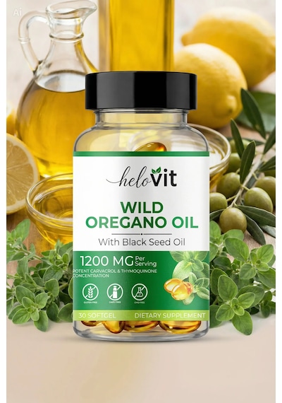 Helovit Wild Oregano Oil 1200 Mg Çörek Otu Yağı İçeren Doğal Vücut Direnci Desteği 30 Softjel