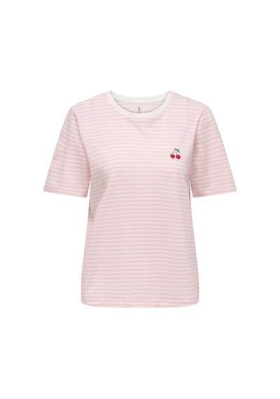 Only Onlhappy S/s Emb Top Jrs Kadın T-shirt 15370117 Pudra