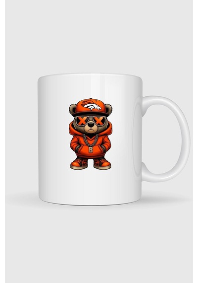 Bitcoin Kolyeli Teddy Bear Baskılı Kupa Bardak Beyaz