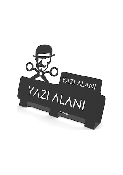 Kişiye Özel Hediyelik Kuaförlere Ve Güzellik Salonlarına Özel Tasarımlı Için Metal Masaüstü Isimlik Siyah