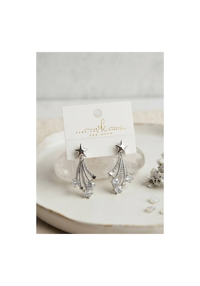 Gümüş Renk Zirkon Taşlı Halley Model Pirinç Kadın Küpe Tj-bkp12145 Evimdeyokyok