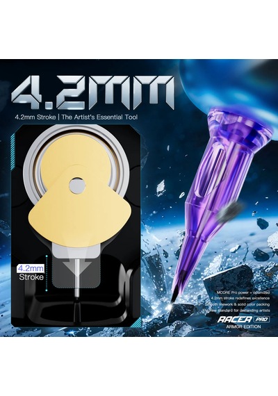 Mast Racer Pro Armor Edition Purple 4.2mm Stroke Kablosuz Dövme Makinesi - Mor