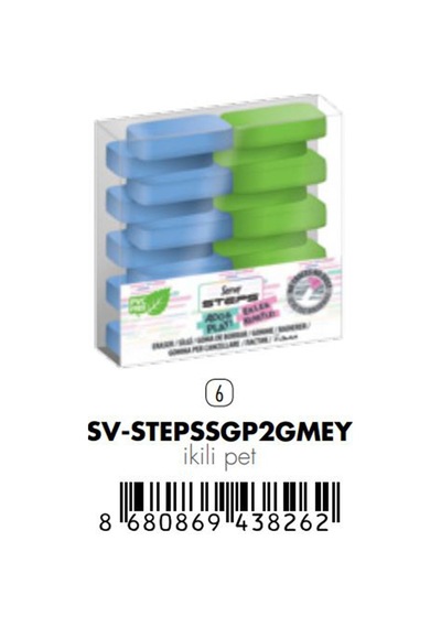 Serve Steps Ekle Kenetle Pastel Mavi Yeşil 2'Li Silgi 181201
