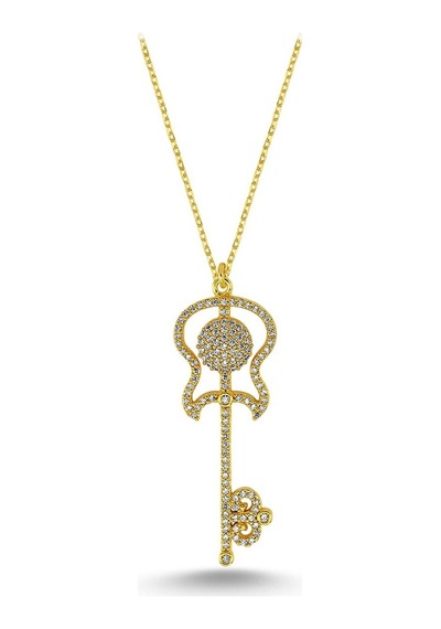 Taşlı Büyük Anahtar Kolye (498176142)