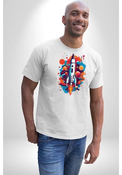 Uzay Aracı Roket Unisex Unisex Beyaz Organik Baskılı T-shirt Penye Yüksek Kalite Beyaz Uzay Aracı Roket Unisex Unisex Beyaz Organik Baskılı T-shirt Penye Yüksek Kalite Beyaz