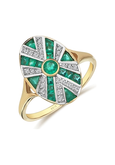 Reis Kuyumculuk T10284 Crest Green Pembe Altın Yüzük