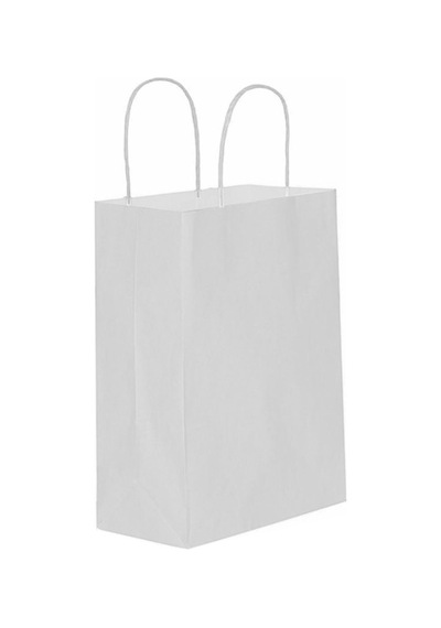Kağıt Hediye Çantası Düz Renk Battal Boy 31x41 Cm 25 Adet Beyaz
