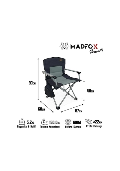 Madfox Journey Katlanır Kamp Sandalyesi Siyah/gri 547284 Siyah-gri
