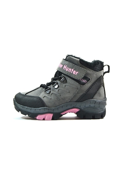 New Hunter Gri - Pembe Cırtlı Içi Polar Outdoor Kız Çocuk Bot Gri