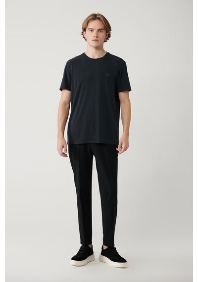 Avva Erkek Antrasit Soft Touch Bisiklet Yaka Regular Fit T-shirt B001031 Antrasit