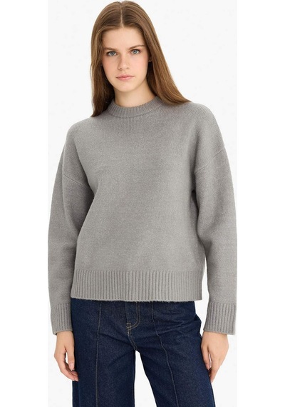 Defacto Oversize Geniş Kalıp Bisiklet Yaka Triko Kazak R6044az25wngr261 Gri-gr261