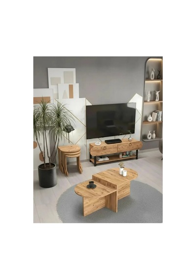 Vega Tv Ünitesi+sehpa Salon Set Kahverengi