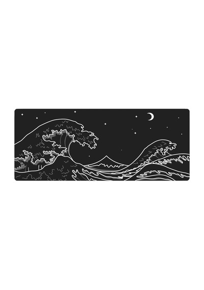 Gamer Mouse Pad 90x40 Mouse Pad Xxl Büyük Oyuncu Kanagawa Mousepad Black Kanagawa, 90x40 Cm 3mm Kalınlık