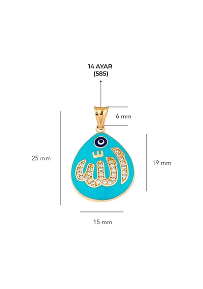 14 Ayar Altın Besmele Yazılı Mineli Kolye Ucu 2.10 Gr-6650