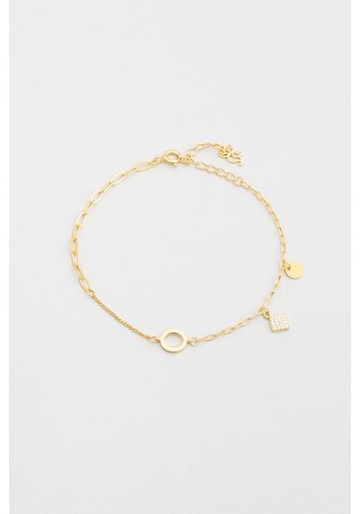 So Chic Minimal Stil 18 Ayar Sarı Altın Kaplama 19 Cm Gümüş Bileklik Sarı