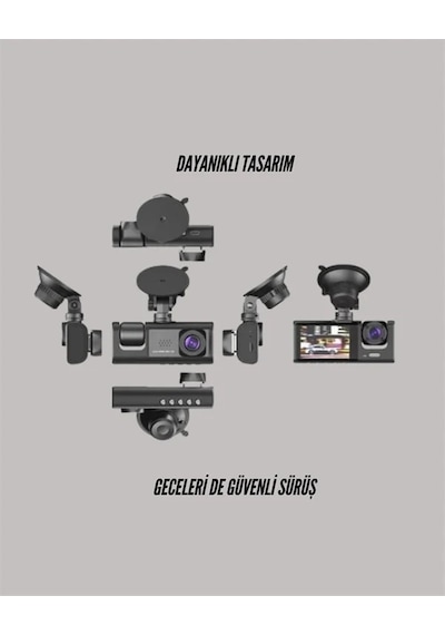 Ta-01 3 Kameralı 1080p Araç Kamerası Siyah 1