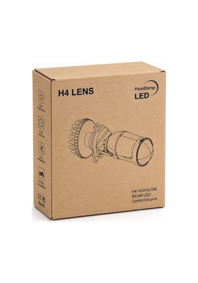 H4 Led Mercekli Far Ampulü Seti 100w 60000lm 6000k Beyaz Işık 12v/24v