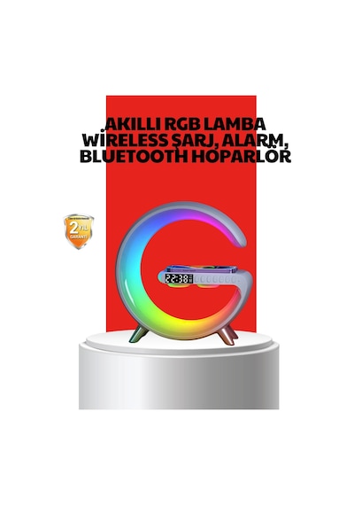 Hubrendy Tekno Kablosuz Şarjlı Atmosfer Lambası Bluetooth Hoparlör Ve Akıllı Alarm Özellikli