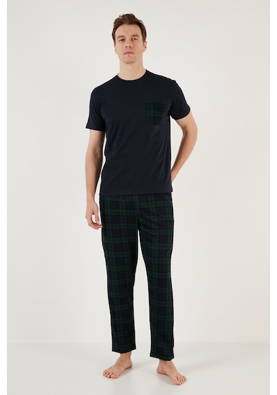 Buratti Ekoseli Pamuklu Regular Fit Kısa Kollu Erkek Pijama Takımı 6572002 Lacivert Buratti Ekoseli Pamuklu Regular Fit Kısa Kollu Erkek Pijama Takımı 6572002 Lacivert