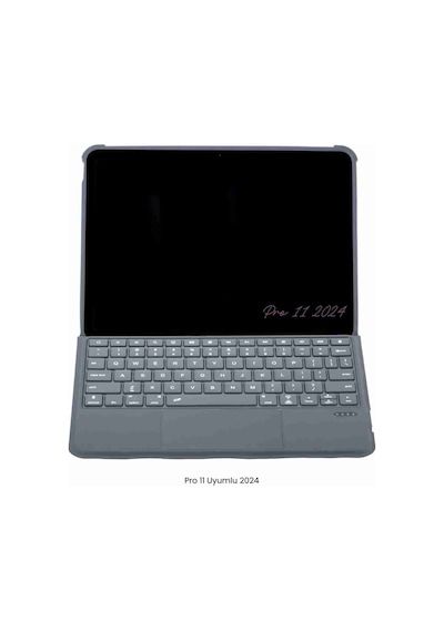 Apple Uyumlu iPad, Pro 11 2024 Katanya 360 Manyetik Standlı Ledli Touchpadli Klavyeli Tablet Kılıfı Klavyeli Kılıf