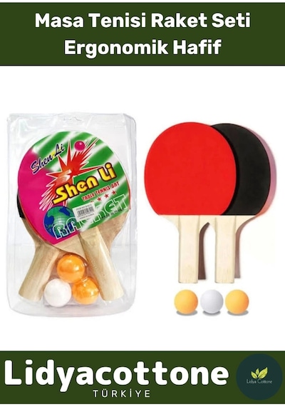 Premium Masa Tenisi Seti Ergonomik Dayanıklı Kaliteli Renkli Şık 2 Adet Raket 3 Adet Pinpon Topu
