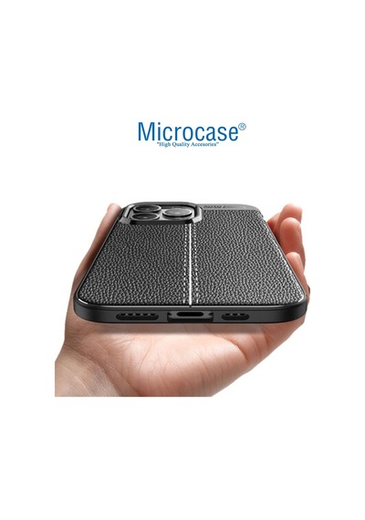 Microcase Apple Uyumlu iPhone 14 Pro Max Leather Tpu Silikon Kilif-Siyah 559428596