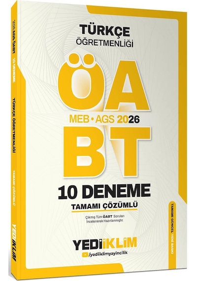 Yediiklim Yayınları Ags Öabt Türkçe Öğretmenliği Tamamı Çözümlü 10 Deneme Sınavı