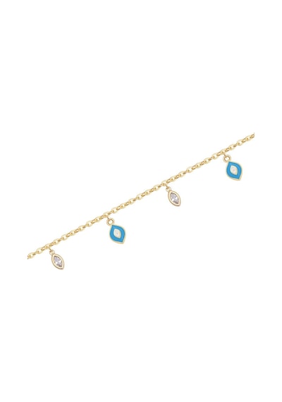 Diamond Line - Gülaylar - Sarı Altın 14 Ayar Nazar Boncuğu Bilekl Standart N11.21805 Sarı Altın