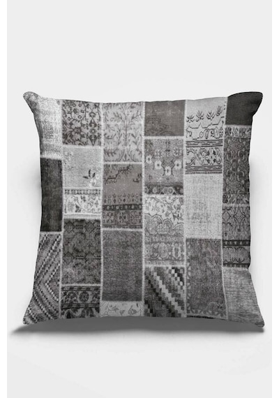Gri Patchwork Çift Taraflı Yastık Kırlent Kılıfı Krl292n11