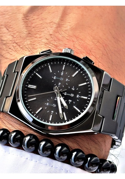 Lüks Özel Tasarım Limited Edition Serisi Metal Kordon Erkek Kol Saati-bileklik Hediyeli Siyah