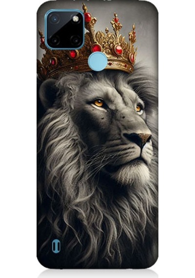 Realme C21y Uyumlu Taçlı Aslan 3 Desenli Silikon Kılıf