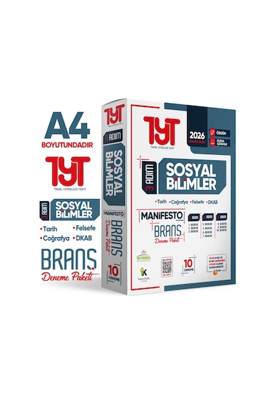 2026 YKS TYT Türkçe-Matematik-Sosyal-Fen Bilimleri 3 Adım 4lü Manifesto 40 Adet Branş Deneme Seti