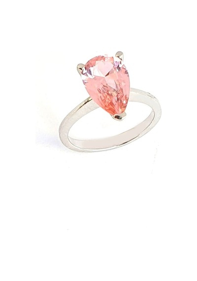 Sky Diamond Pink Morganit Taşlı 925Ayar Gümüş Lüks Damla Yüzük
