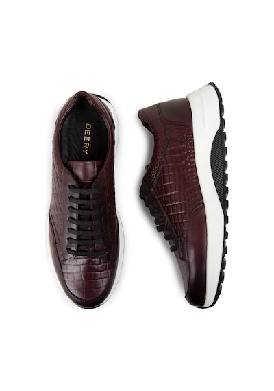 Deery Hakiki Deri Bordo Erkek Sneaker Ayakkabı - 01984Mbrde01 Bordo