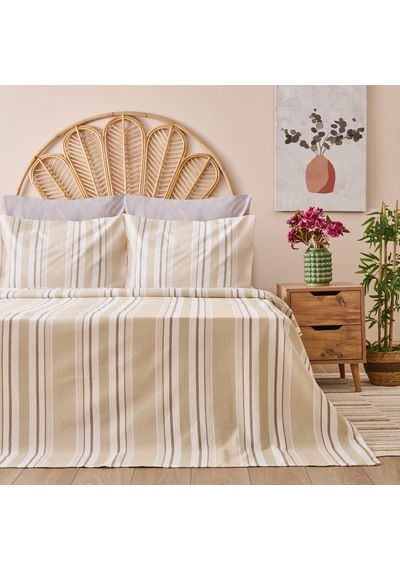 Soft Verano Tek Kişilik Pike Takımı - Gri / Bej Renkli