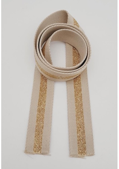 Angel Çanta Aksesuar 4 Cm Bej Renk Simli Polyester Kolon 1 Metre