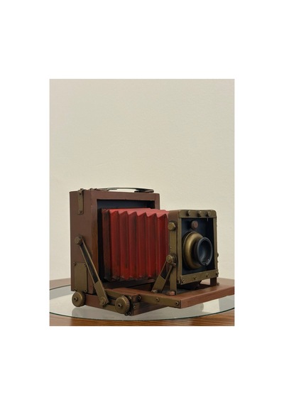 Nostaljik Metal Körüklü Fotoğraf Makinesi Maket Vintage Dekoratif Antika Görünümlü Kamera Biblo Obje