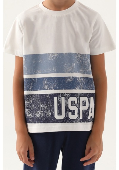 U.S. Polo Assn. Lisanslı Trilinear Krem Erkek Çocuk Pijama Takımı 5274-43178 Krem