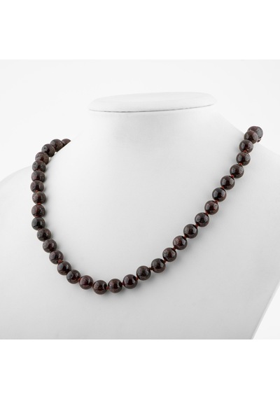Safnaturel Bordo Granat Lal 8 Mm Düğümlü Doğal Taş Kolye