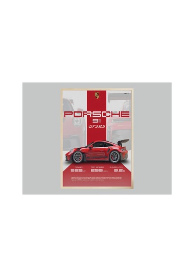 Porsche Doğal Ahşap Çerçeveli Tek Parça Dekoratif Tablo Çok Renkli - 819001124 Çok Renkli