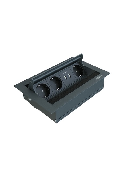 Metalline® Revo-line Dönmeli Masaüstü Priz Kutusu Usb - Antrasit