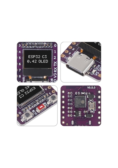 Esp32-c3 Oled Wifi Bluetooth Board Esp32-c3 0,42 İnç Oled Geliştirme Kartı