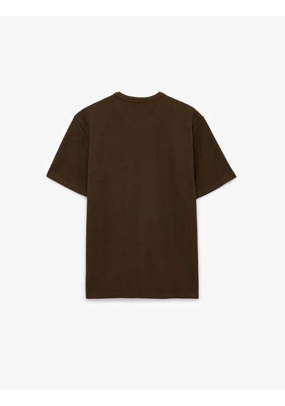Koton Pamuklu Regular Fit Tok Kumaş Kısa Kollu Bisiklet Yaka Basic Tişört Haki 6sam10384mk