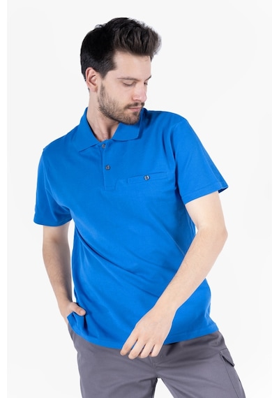 Yıldırımlar T-shirt %100 Pamuk Polo Yaka Fleto Cepli %100 Pamuk Saks Mavi
