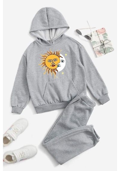 Fyk Kids Kız Çocuk Eşofman Takımı Baskılı Gri